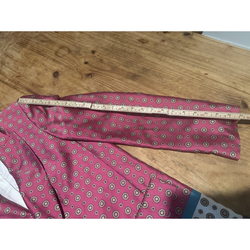 ZARA Printed Satin Blazer Women XS Pink Blue Geometric Longline Jacket 3215/208 - Picture 9 of 10
